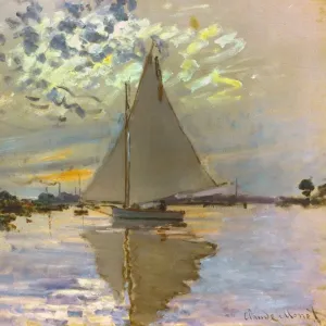 MONET: SAILBOAT at Petit-Gennevilliers. Oil on canvas, 1874