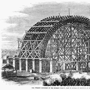 MORMON TEMPLE, 1866. The construction of the Mormon temple in Salt Lake City, Utah
