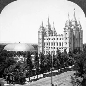 MORMON TEMPLE, c1910-1920. The Mormon Temple and Tabernacle, left, in Salt Lake City, Utah