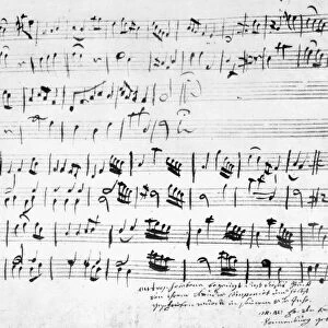 MOZART: MINUET IN G, 1762. Manuscript of the Minuet in G in G Major (K