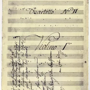 Beethoven Manuscript Print, 1799 String Quartet in F Major Op. 18 no. 1 Beethoven Manuscript Print, 1799 String Quartet in F Major Op. 18 no. 1