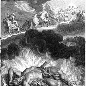 MYTHOLOGY: HERCULES. The Death of Hercules. Copper engraving, French, 18th century