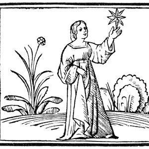 MYTHOLOGY: SIBYL. Woodcut from Johann Lichtenbergers Prognosticatio, Venice