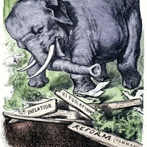 NAST: REPUBLICAN ELEPHANT. The first appearance of the Republican elephant: cartoon