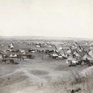 NATIVE AMERICAN CAMP, 1891. Lakota Sioux camp, probably on or near the Pine Ridge