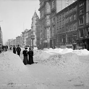 NEW YORK: 5TH AVENUE, c1905. View of Fifth Avenue in New York City, after a snow storm