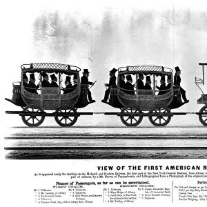 NEW YORK: RAILROAD, 1832. The first American railway train traveling on the Mohawk