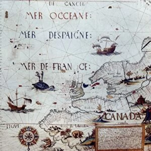 NORTH AMERICA: MAP, 1550. French planisphere of North America