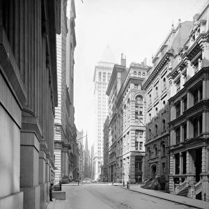 NYC: WALL STREET, c1910. A view down Wall Street in New York City. Photograph, c1910