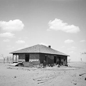 OKLAHOMA: DUST BOWL, 1936. An adobe farmhouse in Cimarron County, Oklahoma