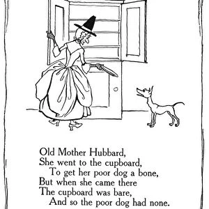 OLD MOTHER HUBBARD, 1913. Pen-and-ink drawing by Arthur Rackham for an English edition