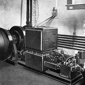 OTIS ELEVATOR, 1889. Engine of the first electric elevator, made by the Otis Elevator Company