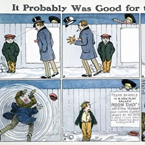 OUTCAULT: COMIC STRIP, c1914. Comic strip character Buster Brown and his dog Tige prank a bully