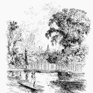 OXFORD: CHRISTCHURCH, 1890. Christchurch Meadows from the River. Drawing, c1890