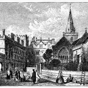 Pembroke College Wood Engraving Print Pembroke College Wood Engraving Print