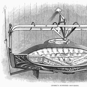 PASSENGER BERTH, 1874. A patented berth for first class steamship passengers. Wood engraving, American, 1874