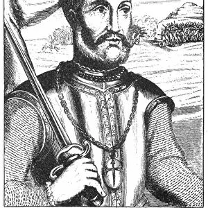 PEDRO de ALVARADO (1495?-1541). Spanish soldier in America. Line engraving, Spanish, early 19th century