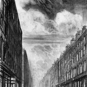 PENNELL: LONDON, c1908. Baker Street in London, England. Drawing by Joseph Pennell