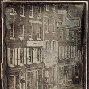 PHILADELPHIA, 1843. Storefronts along Chestnut Street in Philadelphia, Pennsylvania