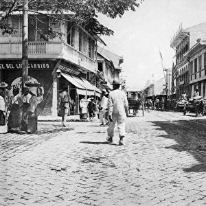 PHILIPPINES, c1900. A view of Rosario Street in Manila, the Philippines. Photograph
