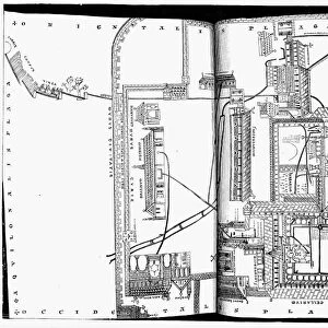 Plan of Canterbury Cathedral church and monastery, 1130-1174. Line engraving after Eadwines Psalter