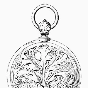 POCKET WATCH, 19th CENTURY. Design for an enameled watch back, 19th century