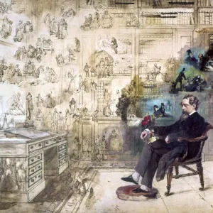 Charles Dickens Print: Unfinished Oil Painting Charles Dickens Print: Unfinished Oil Painting