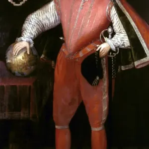 Print of Sir Francis Drake, an English admiral in oil on panel