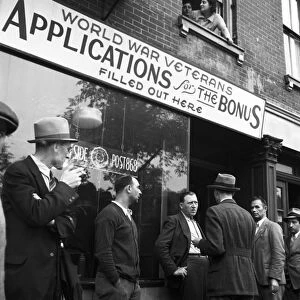 POST OFFICE, 1936. Men standing in front of a Post Office on the Lower East Side of Manhattan