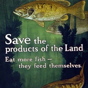 POSTER: CONSERVATION, 1917. Save the products of the land - Eat more fish - They feed themselves