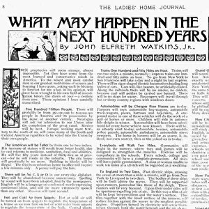 PREDICTIONS, 1900. Beginning of the article What May Happen in the Next Hundred