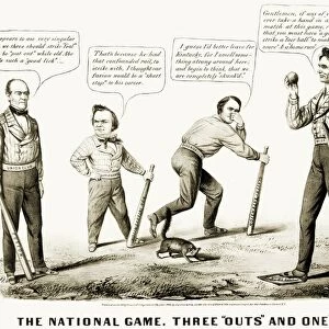 PRESIDENTIAL CAMPAIGN, 1860. A pro-Lincoln cartoon by Currier & Ives, 1860, showing Lincoln defeating Bell, Douglas, and Breckinridge