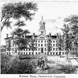 PRINCETON COLLEGE, 1852. Nassau Hall at the College of New Jersey at Priceton. Wood engraving, American, 1852
