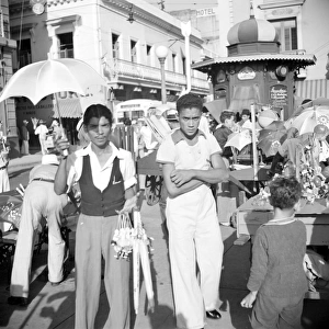PUERTO RICO: VENDORS, 1937. Toy sellers in the municipal plaza in San Juan, Puerto Rico