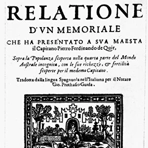 QUEIROS: RELATION. Italian edition of Pedro Fernandez de Queiros eighth Memorial