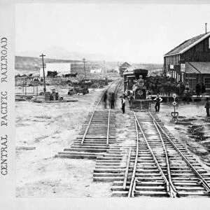 RAILROAD DEPOT, c1868. Depot of the Central Pacific Railroad at Elko, Nevada, during
