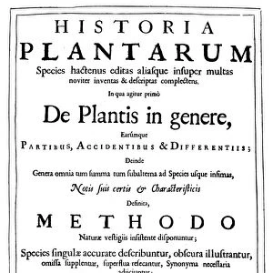 RAY: HISTORIA PLANTARUM. Title-page of the first edition of volume 1 of John Ray s