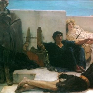 A READING FROM HOMER. Oil on canvas, 1885, by Sir Lawrence Alma-Tadema