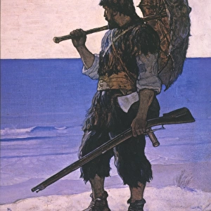 ROBINSON CRUSOE. Illustration, 1920, by N. C. Wyeth
