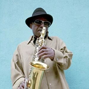 SAXOPHONE PLAYER, 2010. Herbert Bernett plays jazz on his saxophone in Mobile, Alabama