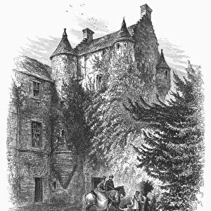 SCOTLAND: CASTLE. View of Ferniehurst Castle, in the border region of southeastern Scotland. Wood engraving, c1875