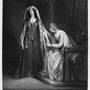 SCOTT: IVANHOE, 1832. Rebecca and Rowena from Sir Walter Scotts Ivanhoe. Steel engraving, English, 1832