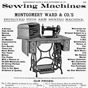SEWING MACHINE AD, 1895. Page from a Montgomery Ward catalogue of 1895