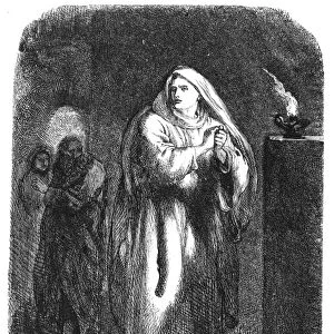 SHAKESPEARE: MACBETH. By William Shakespeare. Lady Macbeth in Act V, Scene I. Wood engraving