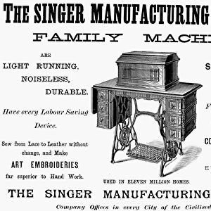 SINGER SEWING MACHINE, 1892. Advertisement for The Singer Manufacturing Company, 1892