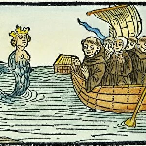 ST. BRENDAN: SIREN. St. Brendan (484-577) and his monks encounter a siren of the seas