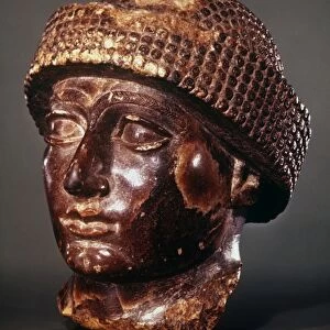 SUMER: UR-NINGIRSU. Neo-Sumerian alabaster head of Ur-Ningirsu, son of Gudea, c2100 B. C