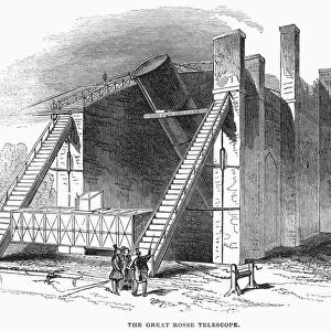 TELESCOPE: PARSONS, 1845. The great Leviathan telescope built in 1845 by the Irish astronomer William Parsons, 3rd Earl of Rosse. Wood engraving from a contemporary English newspaper
