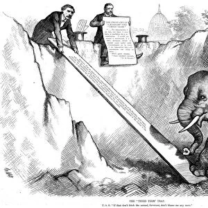 The Third Term Trap. Cartoon by Thomas Nast, 1875, supporting President Ulysses S. Grants disclaimer of seeking a third term