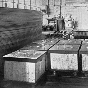 TESLAs LABORATORY, c1900. Essential part of the electrical oscillator used in